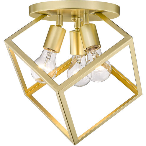 Cassio 3 Light 13 inch Olympic Gold Semi-flush Ceiling Light